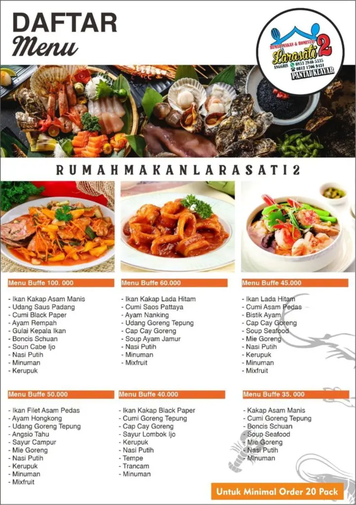 Menu Rumah Makan Larasati Pantai klayar Pacitan